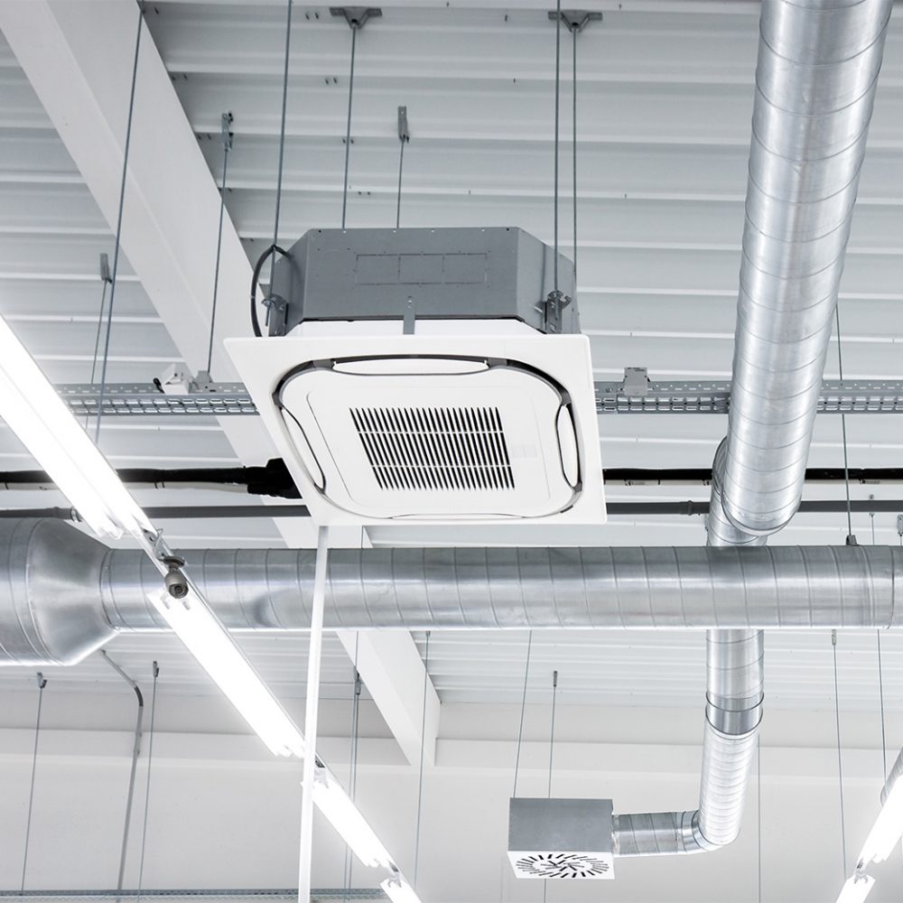 Commercial air conditioning unit installed on ceiling