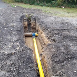 Underground water and gas mains work in progress