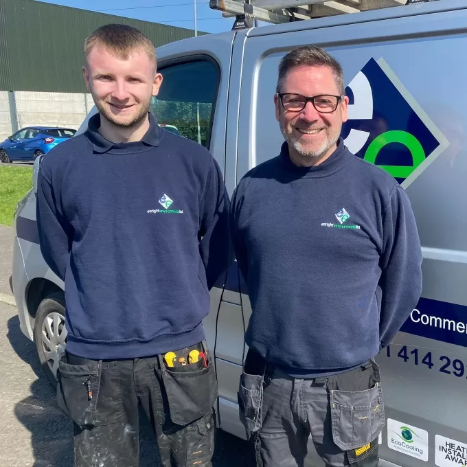Jason and Ellis Enright in front of Enright Environmental van
